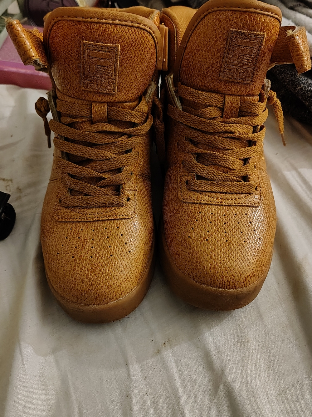 Fila Tan/Gold High-Top Sneakers